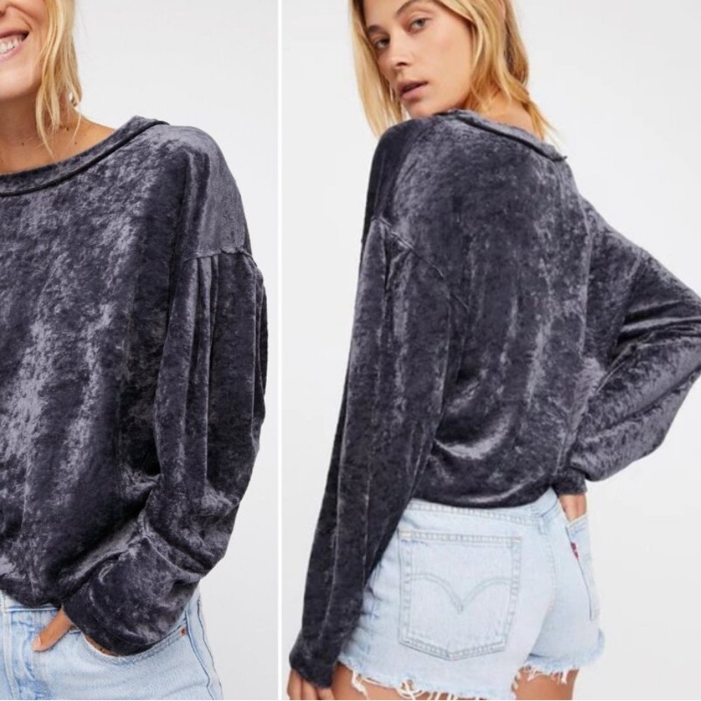 We The Free FP Milan Velvet Layering Top Balloon Sleeves 
Size XS